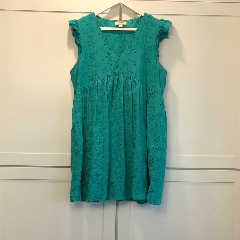 ANDREE BY UNIT Teal Eyelet Mini Dress